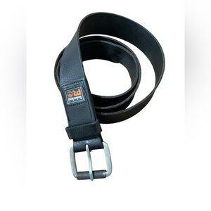 Timberland Pro Rugged Black Pebble Leather Belt with Silver Buckle